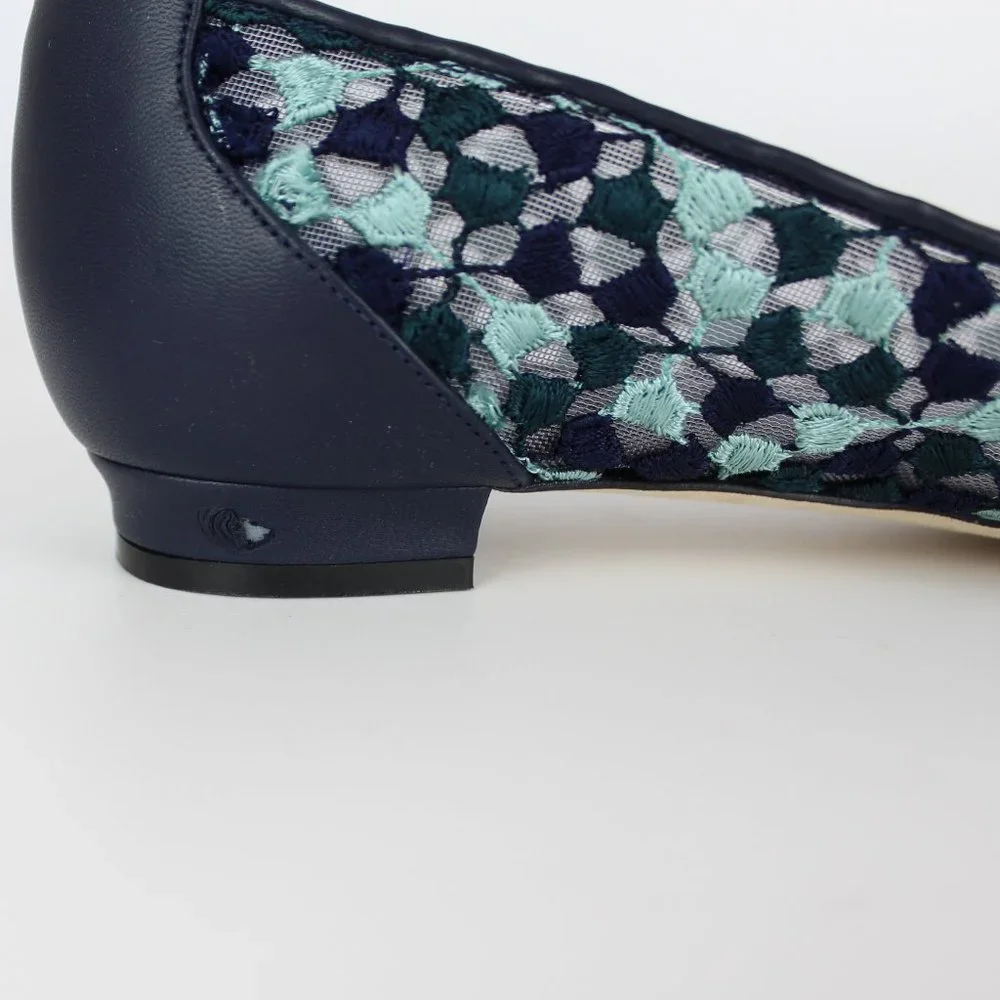 NEW Manolo Blahnik Hangisi Crystal Buckle Lace Flats YWOV EU 39